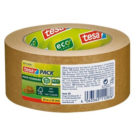 ✅ Tesa Tesapack Paper Ruban adhésif standard 50 mm x 50 m – Fabriqué avec 56 % de matériaux biodégradables en stock