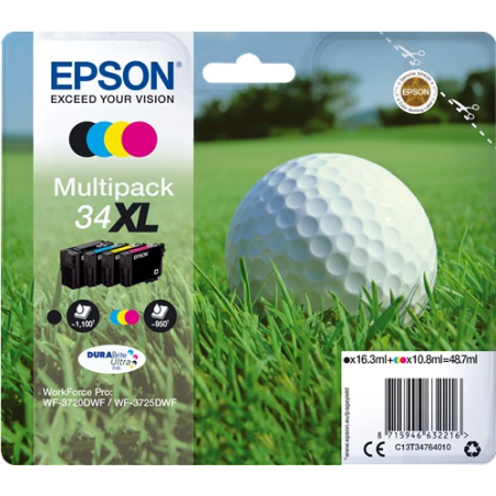 Epson Multipack 34XL (4 cartouches) - Couleurs XL longue durée