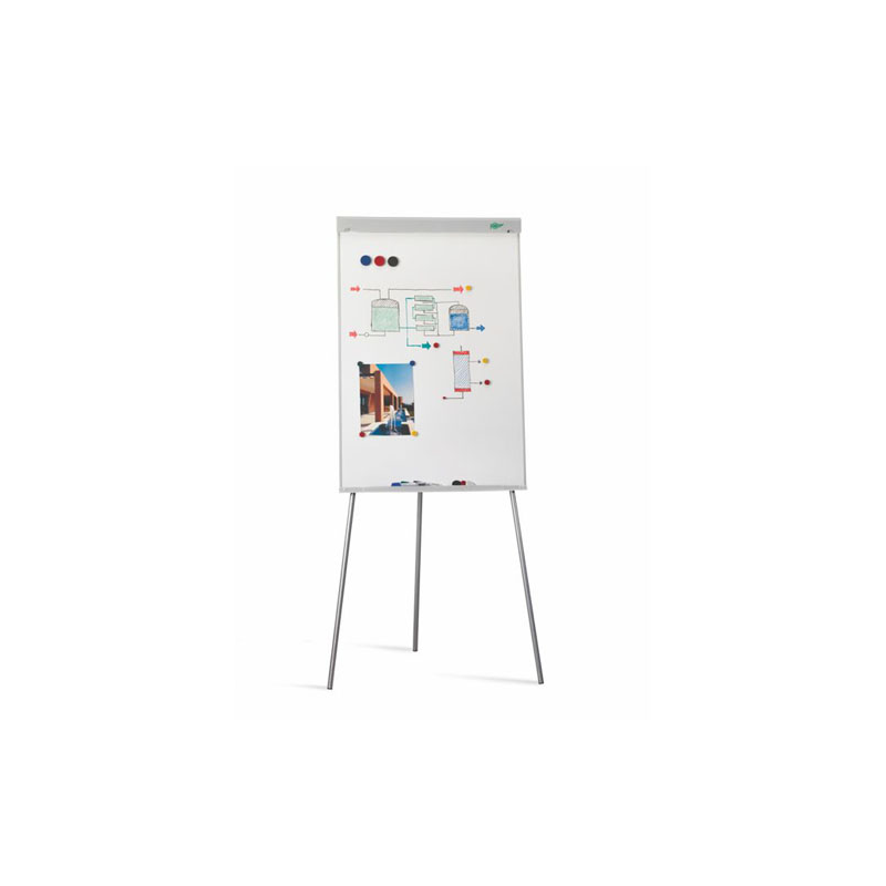 Faibo Tableau Noir/Chevalet Métal 700x1020mm - Surface Magnétique - Plateau pour Marqueurs - Couleur Blanc
