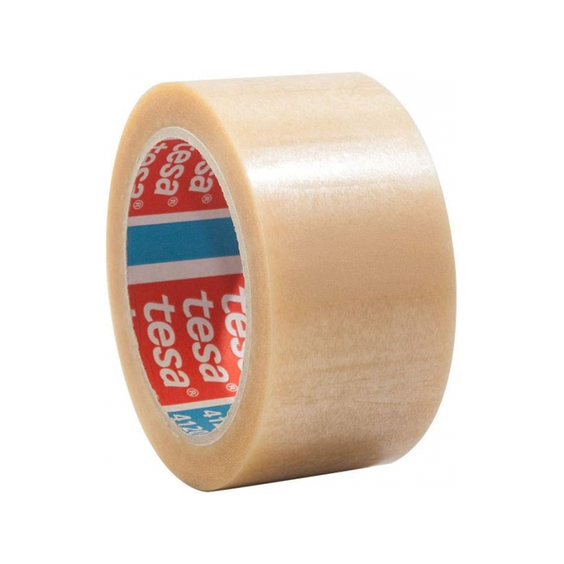 LOT de 6 Tesa 4120 Joint d'emballage standard 50 mm x 66 mètres – En PVC – Adhésif en caoutchouc naturel – Transparent