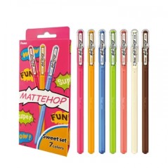 ✅ Pentel Mattehop Sweet Lot de 7 stylos à bille – Pointe 1 mm – Course 0,5 mm – Encre gel opaque – Fabr en stock