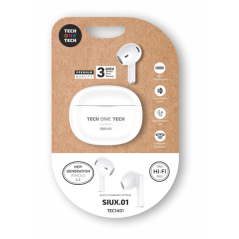 Écouteurs sans fil Bluetooth TechOneTech SIUX TWS - Jusqu'à 20 heures d'autonomie - IPX5 - Blanc