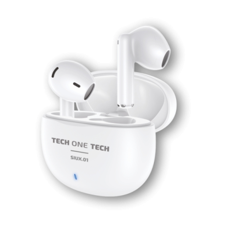 Écouteurs sans fil Bluetooth TechOneTech SIUX TWS - Jusqu'à 20 heures d'autonomie - IPX5 - Blanc