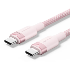Câble USB-C Vention - Puissance jusqu'à 240 W - Longueur 1 m - Gaine en nylon tressé - Vitesse jusqu'à 480 Mbit/s - Rose