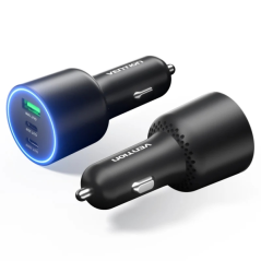 Chargeur de voiture Vention pour smartphone - 100 W - 2 ports USB-C - 1 port USB-A - Power Delivery 3.0 - Qualcomm 3.0 - Noir