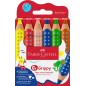 Coffret Faber-Castell Grippy de 6 crayons de couleur épais, mine tendre XXL, forme triangulaire avec grip, couleurs assorties