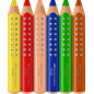 Coffret Faber-Castell Grippy de 6 crayons de couleur épais, mine tendre XXL, forme triangulaire avec grip, couleurs assorties