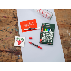 Coffret Faber-Castell Multimark de 6 marqueurs acryliques à double pointe (pointes rondes de 1 mm et 3 mm), encre acrylique à