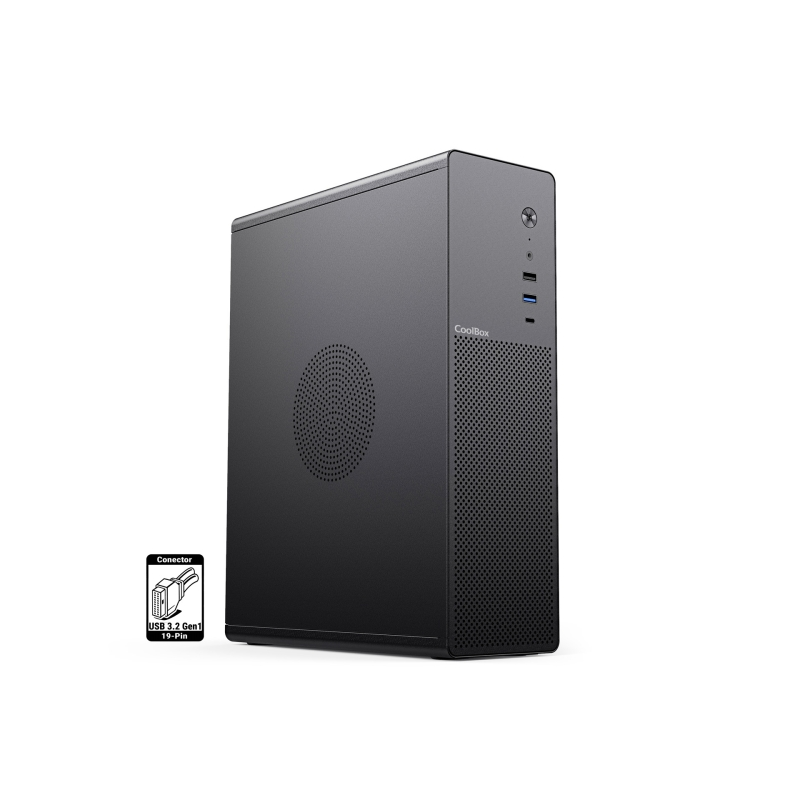 Boîtier tour CoolBox T100 Slim Micro ATX, Mini ITX - Format disque dur 2,5" - USB 3.2, USB-C - Noir