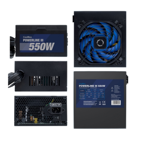Alimentation Coolbox PowerLine III 650W 550W ATX 12V - PFC actif - Ventilateur 120 mm