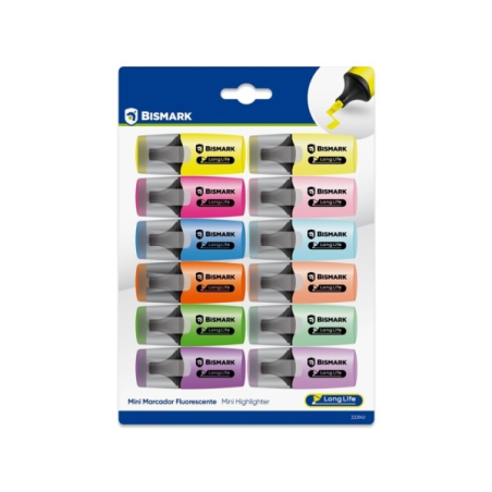 12 mini-surligneurs Bismark colorés