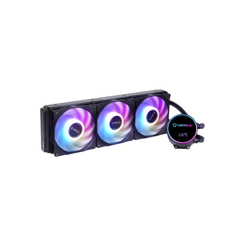 Kit de refroidissement liquide Unykach Aquastorm NEO 360 - 3 ventilateurs de 120 mm - Éclairage RGB - Affichage de la