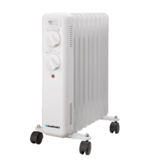 Radiateur à bain d'huile Blaupunkt - Puissance 2000 W - Thermostat réglable - Roulettes - Poignée de transport - Voyant