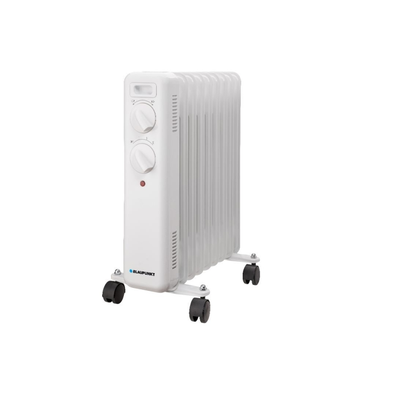 Radiateur à bain d'huile Blaupunkt - Puissance 2000 W - Thermostat réglable - Roulettes - Poignée de transport - Voyant