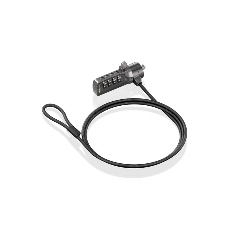Aisens Câble de sécurité en acier avec serrure à combinaison - Compatible avec le verrou Kensington - Serrure à 4 chiffres