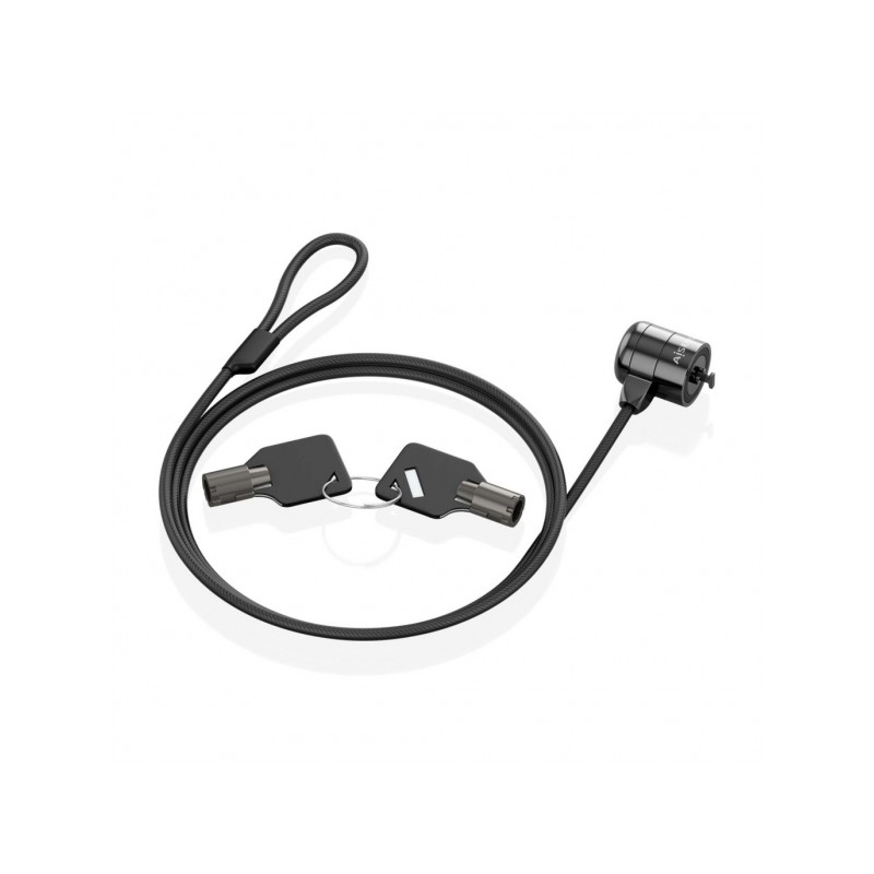 Aisens Câble de sécurité en acier avec verrou à clé – Compatible avec le verrou Kensington – pour ordinateur, moniteur et