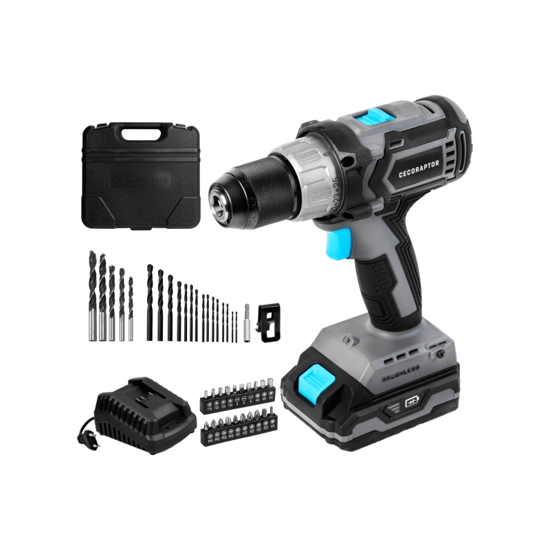Perceuse-visseuse ultra-rapide sans balais Cecotec CecoRaptor Perfect Drill 2020 - Couple de 46 Nm - 2000 tr/min - Batterie 2