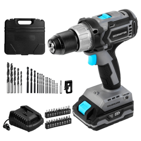 Perceuse-visseuse ultra-rapide sans balais Cecotec CecoRaptor Perfect Drill 2020 - Couple de 46 Nm - 2000 tr/min - Batterie 2