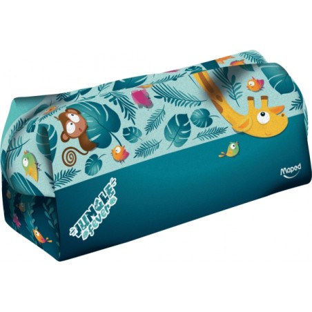 Maped Jungle Fever Babies Étui en tissu avec 12 crayons de couleur Jumbo Jungle Fever (à partir de 2 ans) et 12 marqueurs de