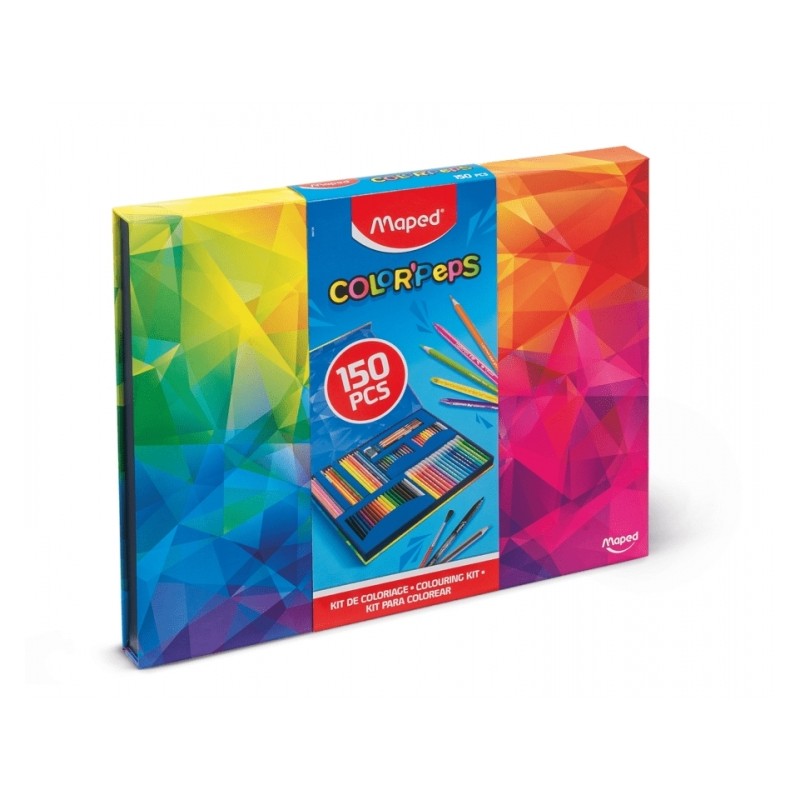 Maped Color'Peps Pack de 150 pièces pour colorier avec feutres, crayons de couleurs forts, Infinity, Aqua, Pastel et Duo World