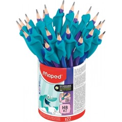 ✅ Maped Kidy Lern Pot de 22 Crayons Graphite 2HB avec Guide Doigt - Guide Amovible - Convient à la Plupart des en stock