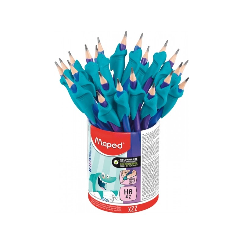 Crayons Graphite 2HB avec Guide Doigt - Maped Kidy Lern - Multicolore