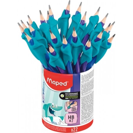 ✅ Maped Kidy Lern Pot de 22 Crayons Graphite 2HB avec Guide Doigt - Guide Amovible - Convient à la Plupart des en stock