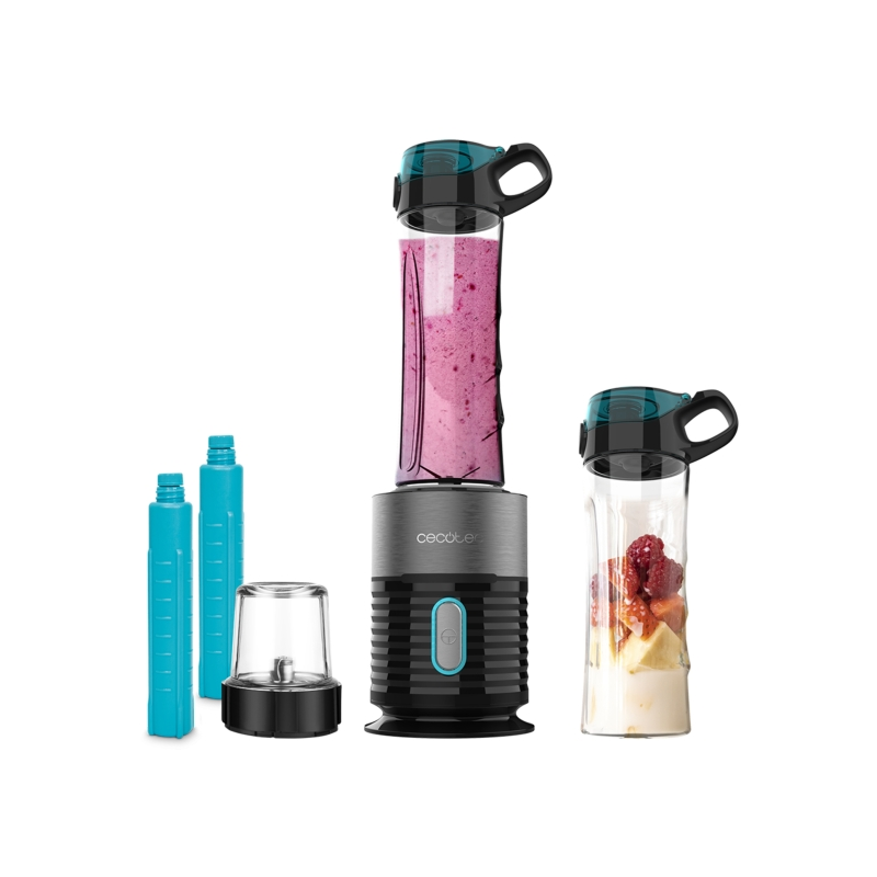 Blender Cecotec Power Titanium Fresh and Go - 650 W - 2 gobelets de 600 ml - Tubes de refroidissement inclus - 4 lames revêtues