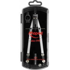 ✅ Compas Maped avec moustache rapide – Comprend un adaptateur et un étui à plomb couleur Plata/Negro en stock