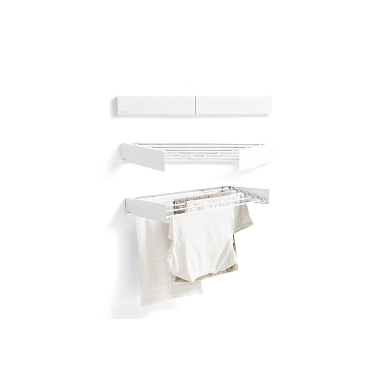 Étendoir à linge mural extensible Innovagoods Dryva 80 - Rétractable - Accessoires de fixation inclus - Pliable - Résistant à