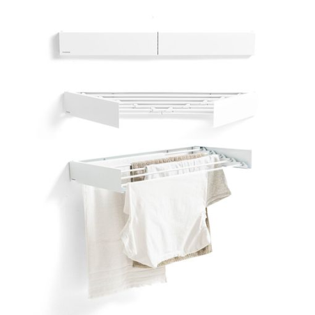 Étendoir à linge mural extensible Innovagoods Dryva 80 - Rétractable - Accessoires de fixation inclus - Pliable - Résistant à