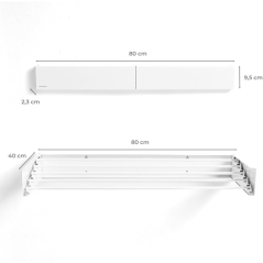 Étendoir à linge mural extensible Innovagoods Dryva 80 - Rétractable - Accessoires de fixation inclus - Pliable - Résistant à