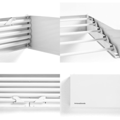 Étendoir à linge mural extensible Innovagoods Dryva 80 - Rétractable - Accessoires de fixation inclus - Pliable - Résistant à