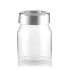 Bocal verre couvercle métallique carré