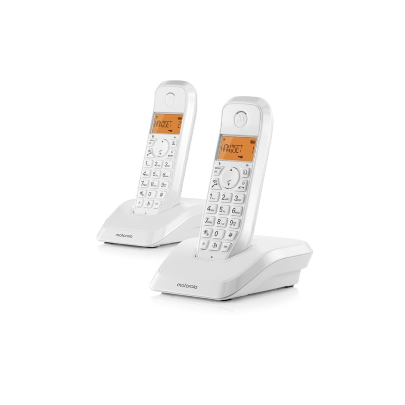 Téléphone sans fil Motorola S1202 DECT + 1 poste - Identification de l'appelant - Répondeur - Mains libres - Blanc
