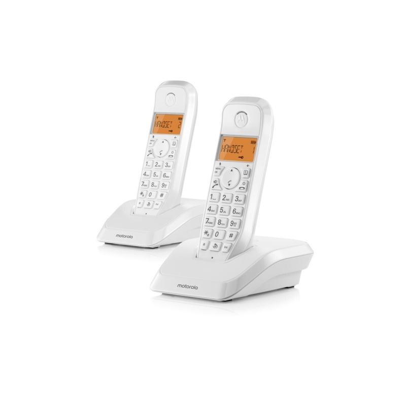 Téléphone sans fil Motorola S1202 DECT + 1 poste - Identification de l'appelant - Répondeur - Mains libres - Blanc