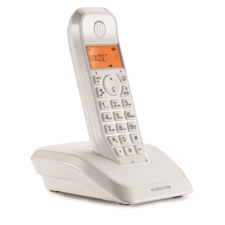 Téléphone sans fil Motorola S1202 DECT + 1 poste - Identification de l'appelant - Répondeur - Mains libres - Blanc