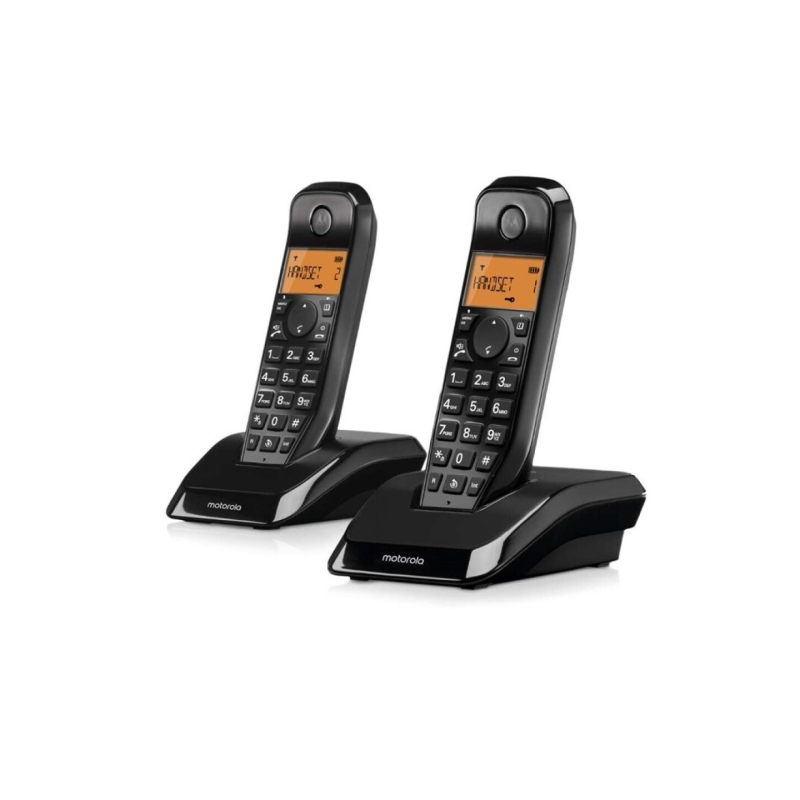 Téléphone sans fil Motorola S1202 DECT + 1 extension - Identification de l'appelant - Répondeur - Mains libres - Noir