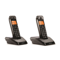 Téléphone sans fil Motorola S1202 DECT + 1 extension - Identification de l'appelant - Répondeur - Mains libres - Noir