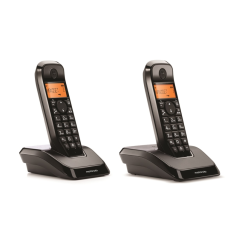 Téléphone sans fil Motorola S1202 DECT + 1 extension - Identification de l'appelant - Répondeur - Mains libres - Noir