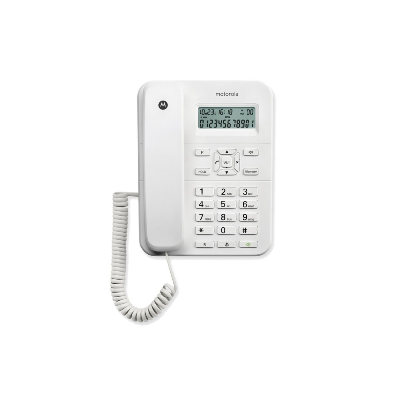 Téléphone fixe Motorola CT202 - Mains libres - Identification de l'appelant - Blanc