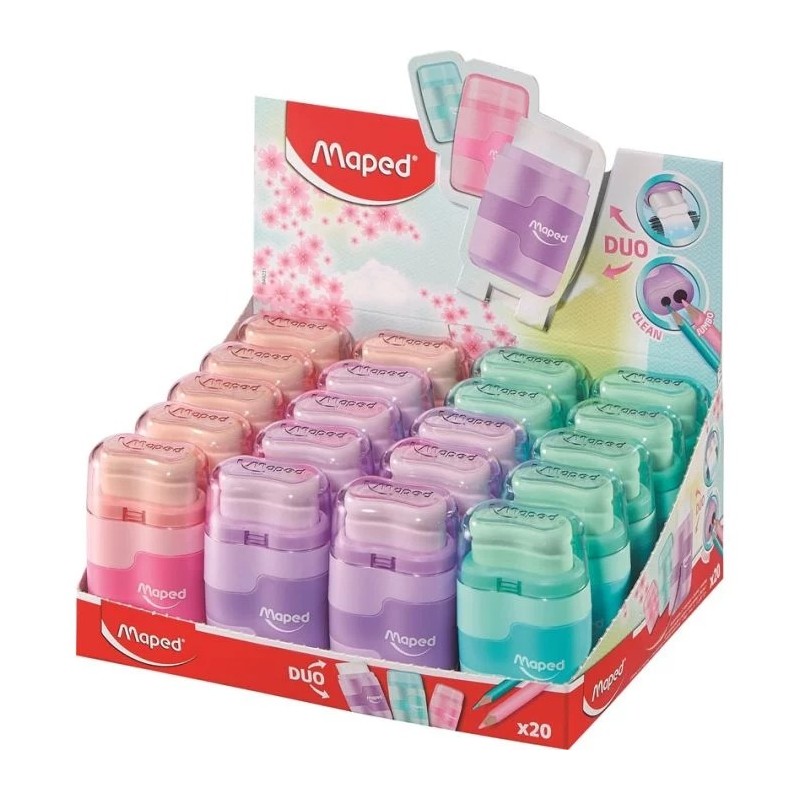 Taille-crayon 2 Trous avec Gomme Maped Connect Duo x20 - Ergonomique


