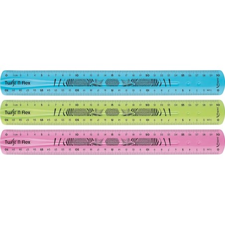 ✅ Maped Twist'n Flex Règle Flexible 30 cm - Incassable - Double Graduation - Couleurs Aléatoires Bleu, Rose et en stock