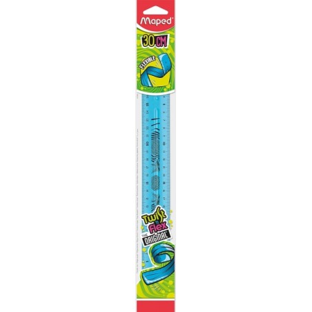 Maped Twist'n Flex Règle Flexible 30 cm - Incassable - Double Graduation - Couleurs Aléatoires Bleu, Rose et Vert