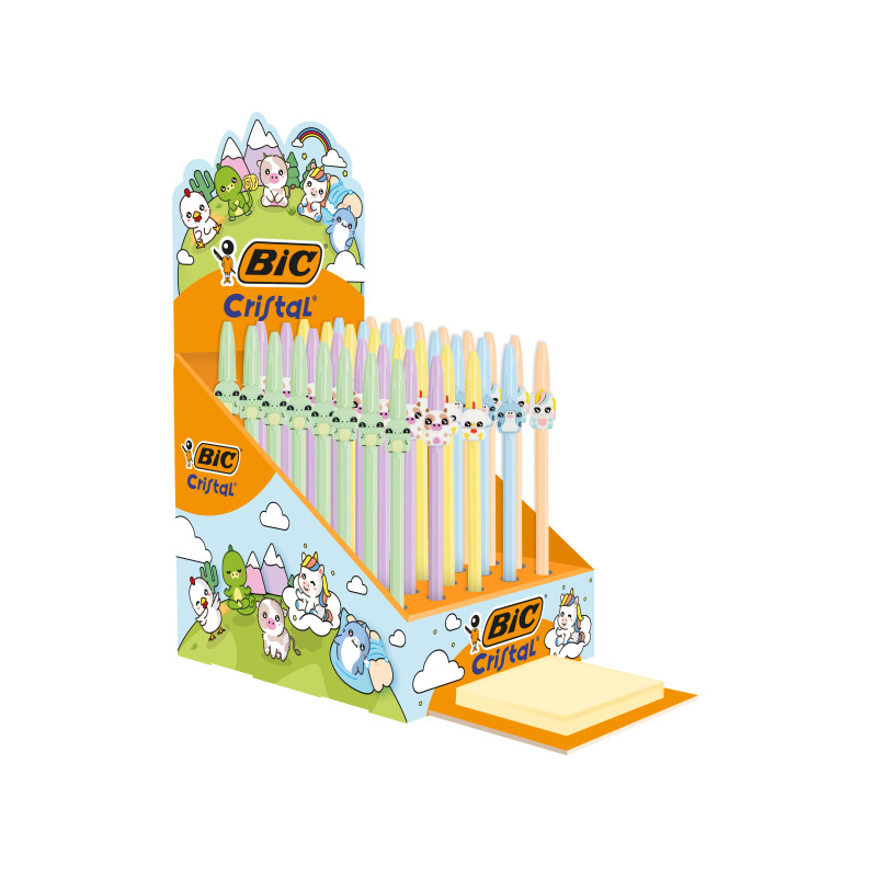Présentoir Bic Cristal Pastel 40 stylos motifs animaux