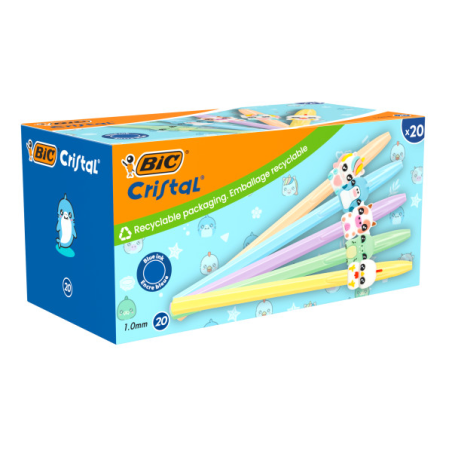 boîte de 20 stylos Bic pastel