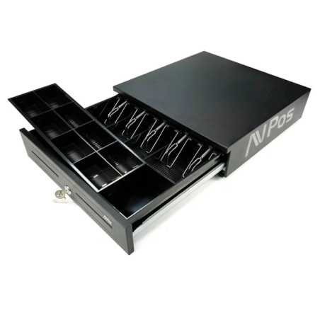 Tiroir-caisse automatique AVPos CASH-U285 41 cm - 5 compartiments pour billets - 8 compartiments pour pièces - RJ11 - Acier