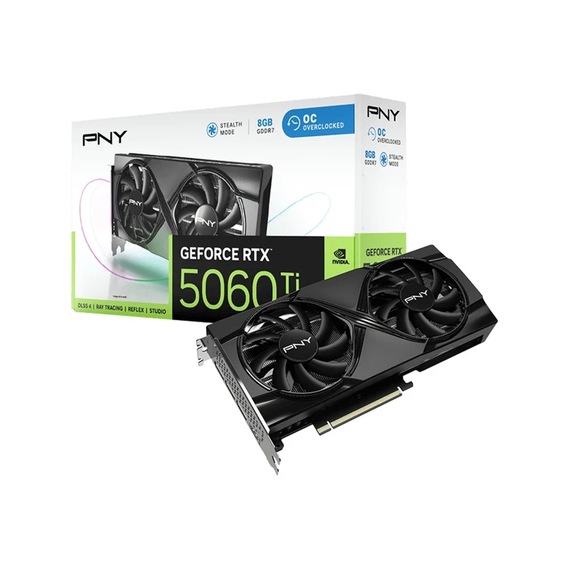Carte graphique PNY GeForce RTX 5060 Ti 8 Go GDDR7 overclockée double ventilateur Reflex 2 AI NVIDIA DLSS4