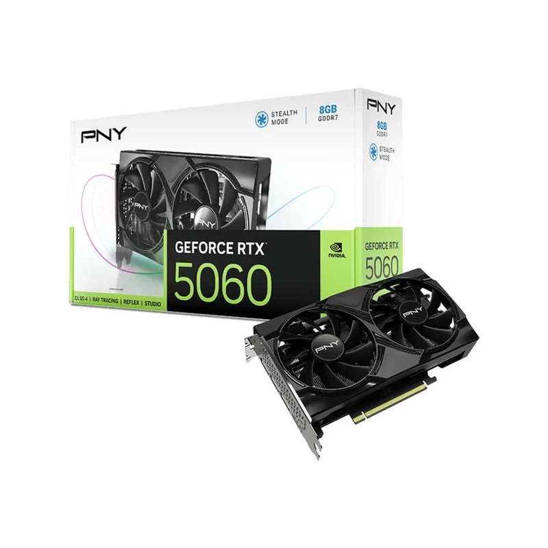 Carte graphique PNY GeForce RTX 5060 8 Go GDDR7 Double ventilateur Reflex 2 AI NVIDIA DLSS4