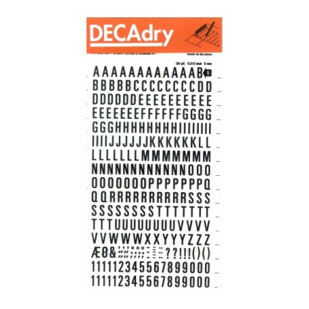 planche de lettres et chiffres noirs adhésifs
